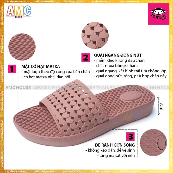 Dép Thái Lan Nữ Monobo Hạt Mát Xa Siêu Mềm, Nhẹ - Moniga 25.2
