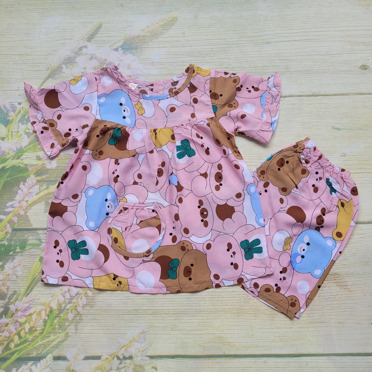 Đồ bộ vải tole (lanh) tay ngắn bé Gái (4kg - 45kg)