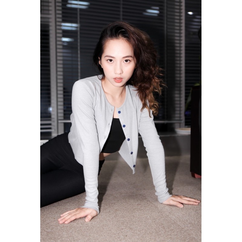 ÁO CARDIGAN XÁM CÚC XANH