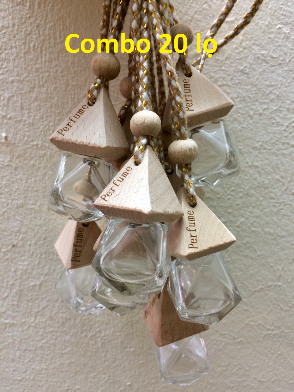 Combo 20 Lọ đựng tinh dầu treo xe hình lục lăng