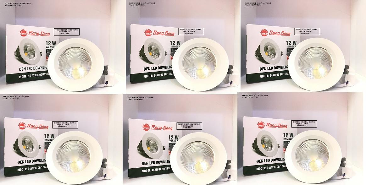 Bộ 6 Đèn Downlight Rạng Đông led âm trần Siêu Sáng D AT09L Phi 90/12W.DA (Màu 4000K trung tính)