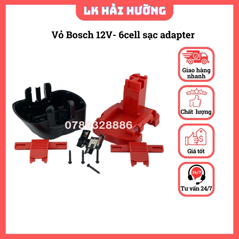 Vỏ pin Bosch 12V-14V Lion, nhận sạc adapter