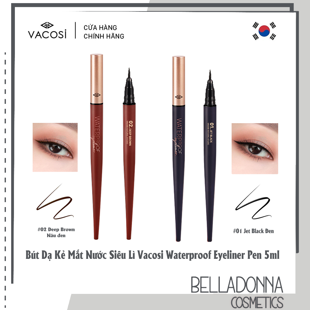 Bút Dạ Kẻ Mắt Nước Vacosi Waterproof Eyeliner Pen 5ml