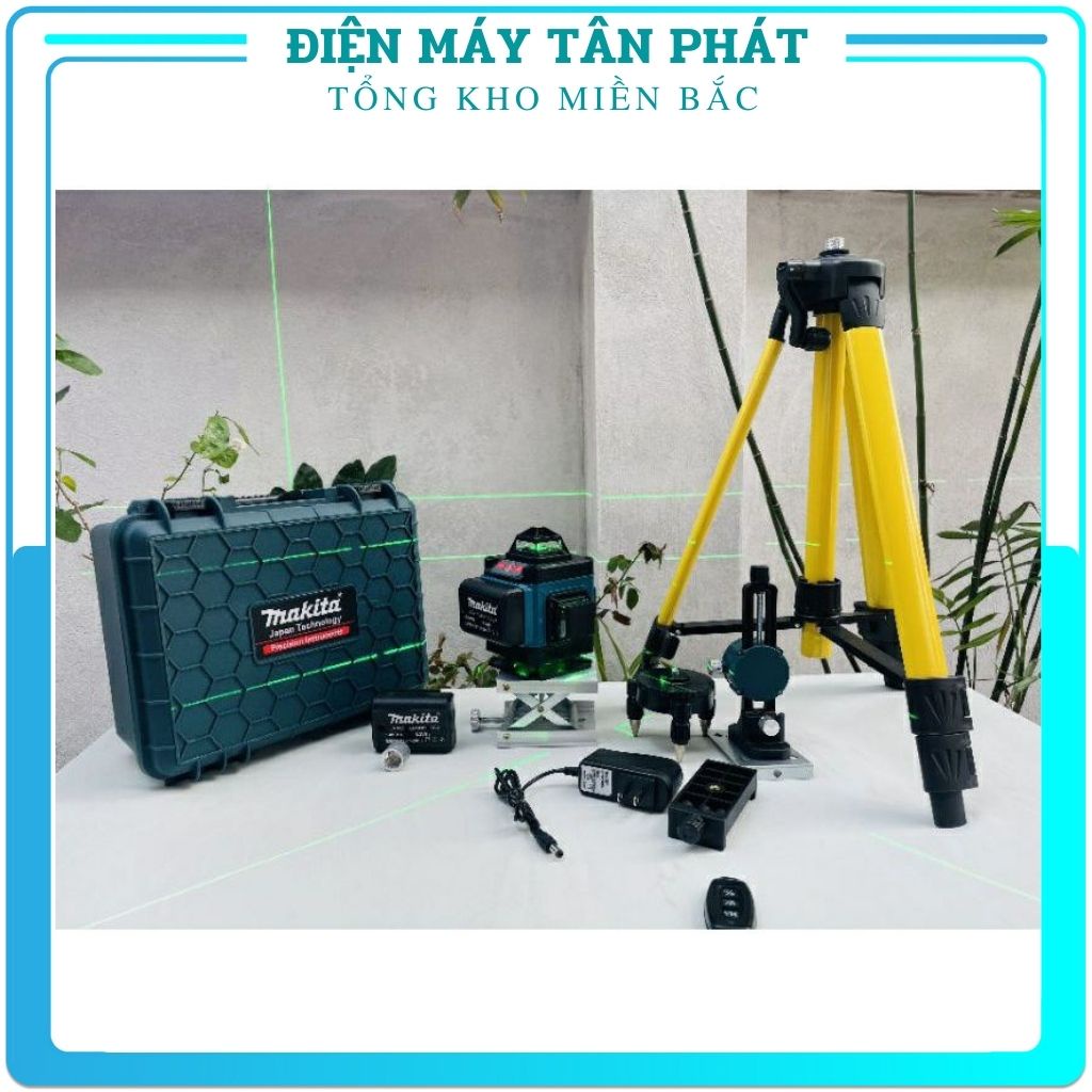 [TOP 1 LAZADA] Máy cân mực laze MAKITA 16 tia xanh 3D bắn cốt tia laser cân bằng nét chuẩn kèm chân 1m2 và giá treo tường- Máy Cân Bằng Tia Laser xác định các điểm cân bằng hay các đường thẳng đường ngang vuông góc một cách chính xác