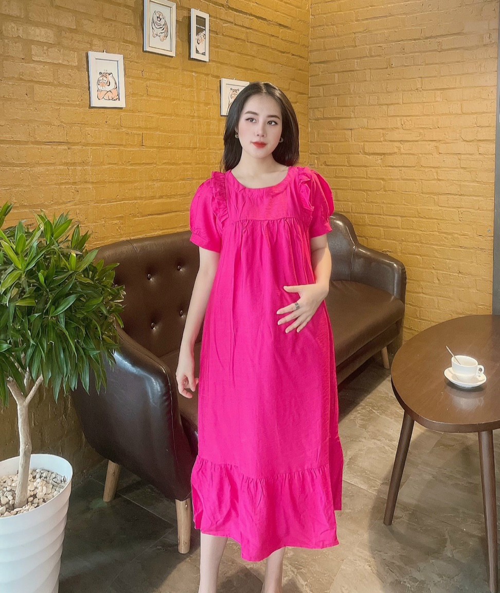ĐẦM BẦU SUÔNG A THIẾT KẾ-VÁY BẦU CÔNG SỞ MẪU MỚI-FREE SIZE 43-70KG