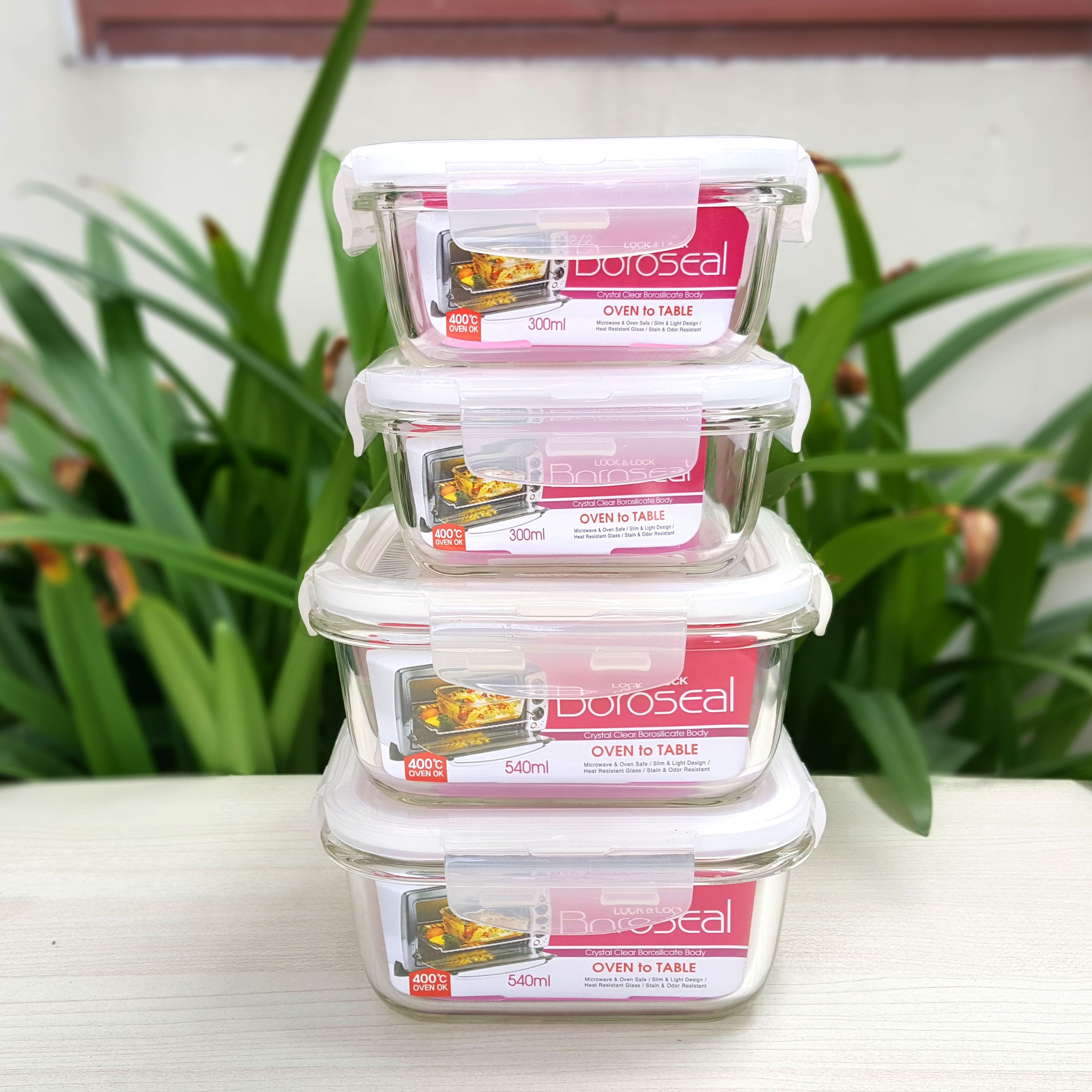 Hộp đựng thực phẩm, hộp đựng thức ăn, hôp bảo quản thủy tinh Lock&Lock Glass Clear Square 540ml & 300ml [Chính hãng]