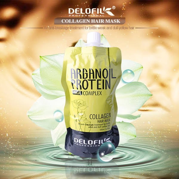 Dầu Hấp Ủ Tóc Collagen Delofil Arganoil Protein Siêu Mượt 500Ml