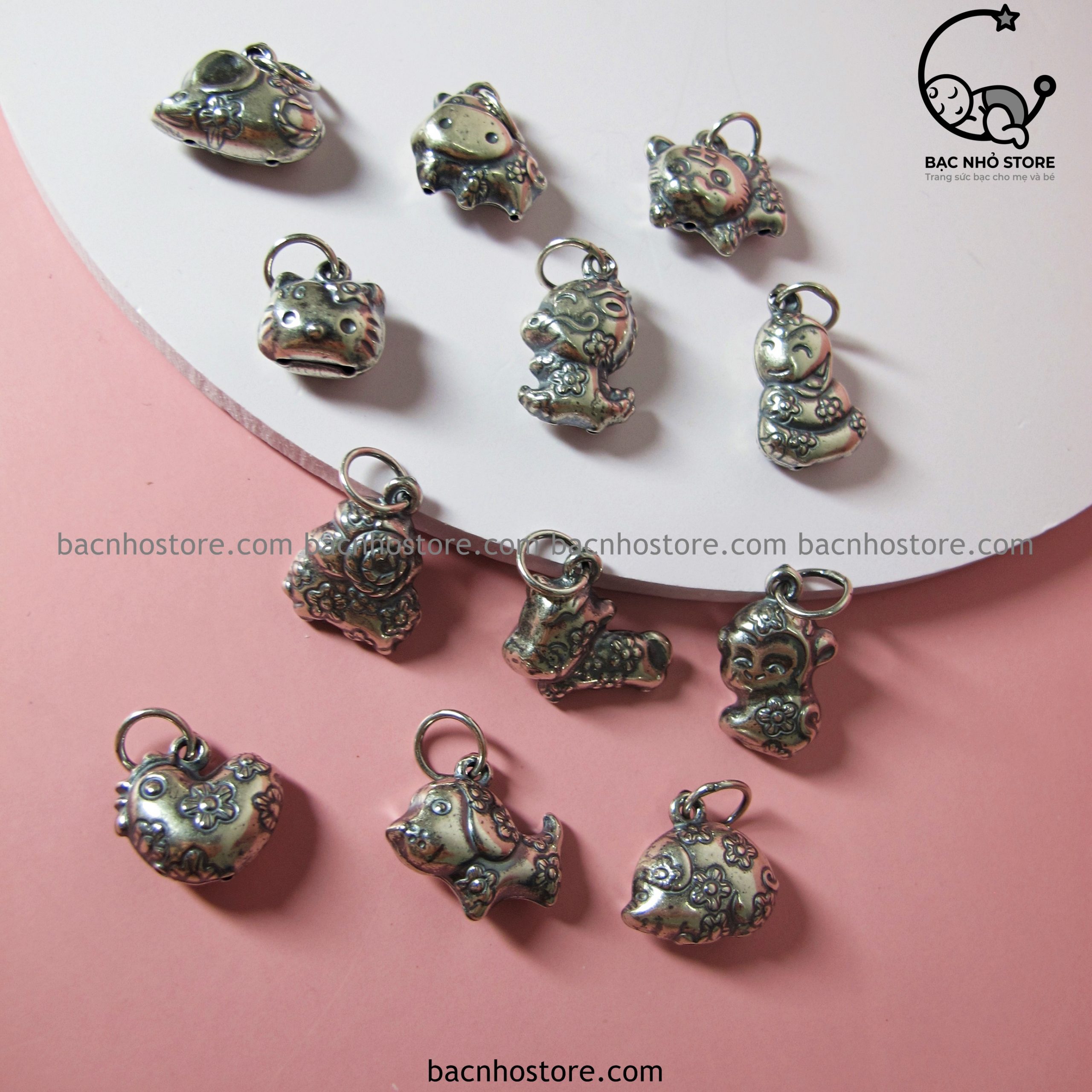 Charm gắn lắc bạc 12 con giáp phồng (con giáp đen) – C12ZĐ