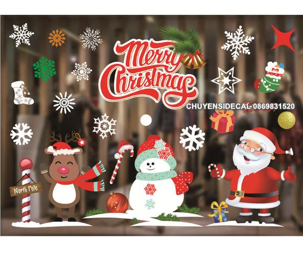 [HCM]Decal Trang Trí Noel Hai Mặt Hít Tĩnh Điện Không Dơ Kính- 3 nhân vật đáng yêu mùa Lễ