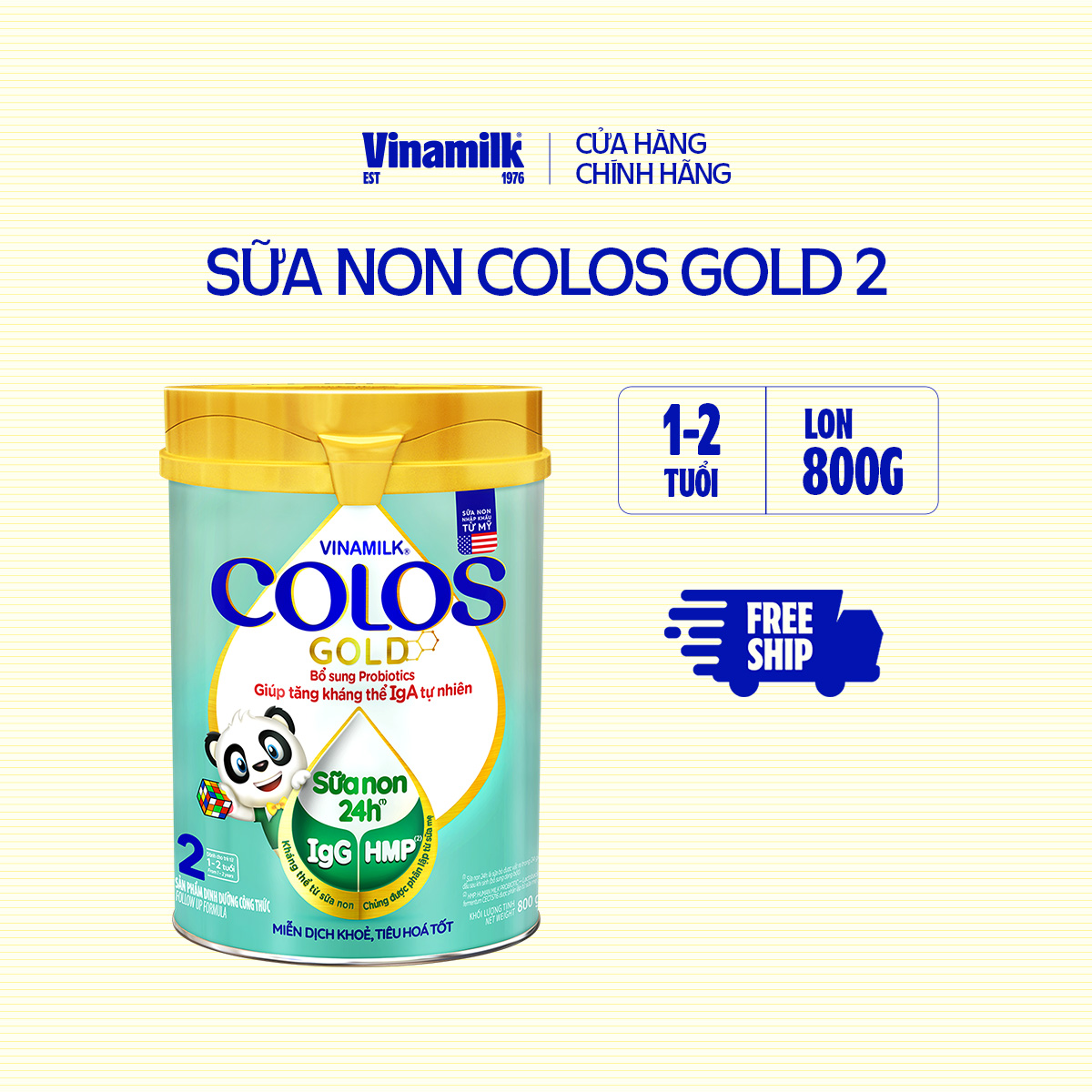 Sữa Non Vinamilk Colos Gold 2 800g (sữa bột cho trẻ từ 1 - 2 tuổi) - Miễn dịch khỏe, Bé lớn nhanh