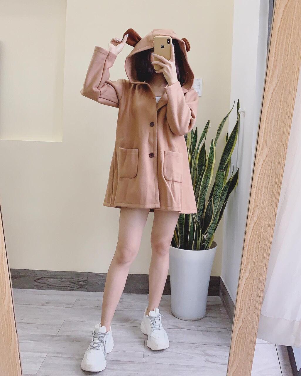 Áo khoác có nón tai gấu siêu cute