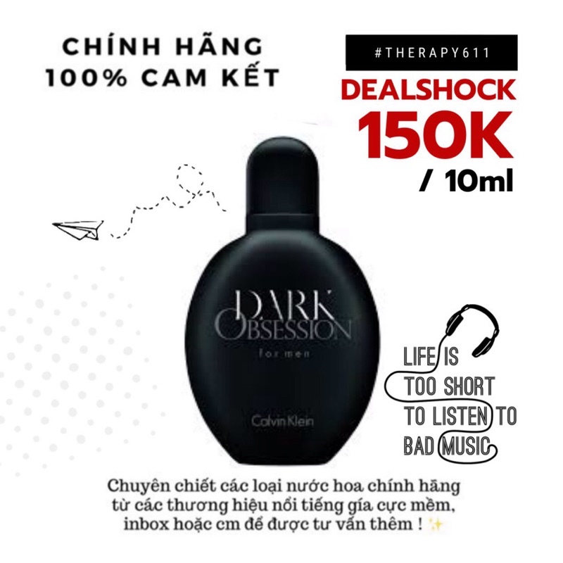 Mẫu thử nước hoa ck dark obsession for men edt 5ml/10ml/20ml