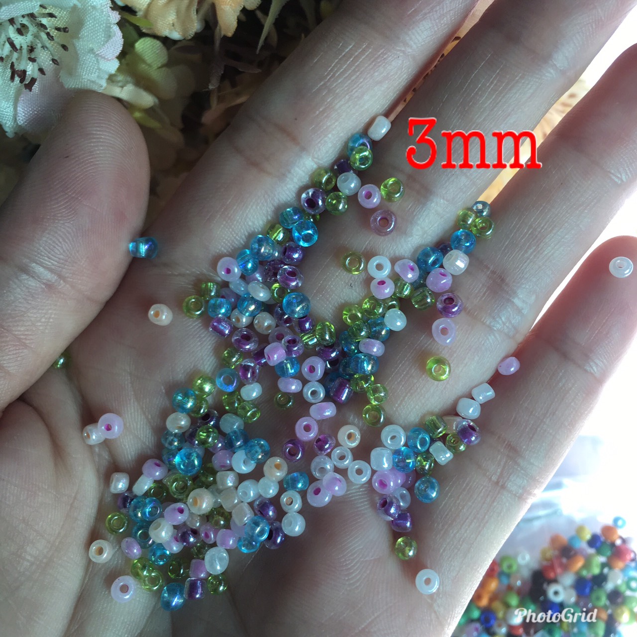 Hỗn hợp hạt cườm cát thủy tinh 3-5mm