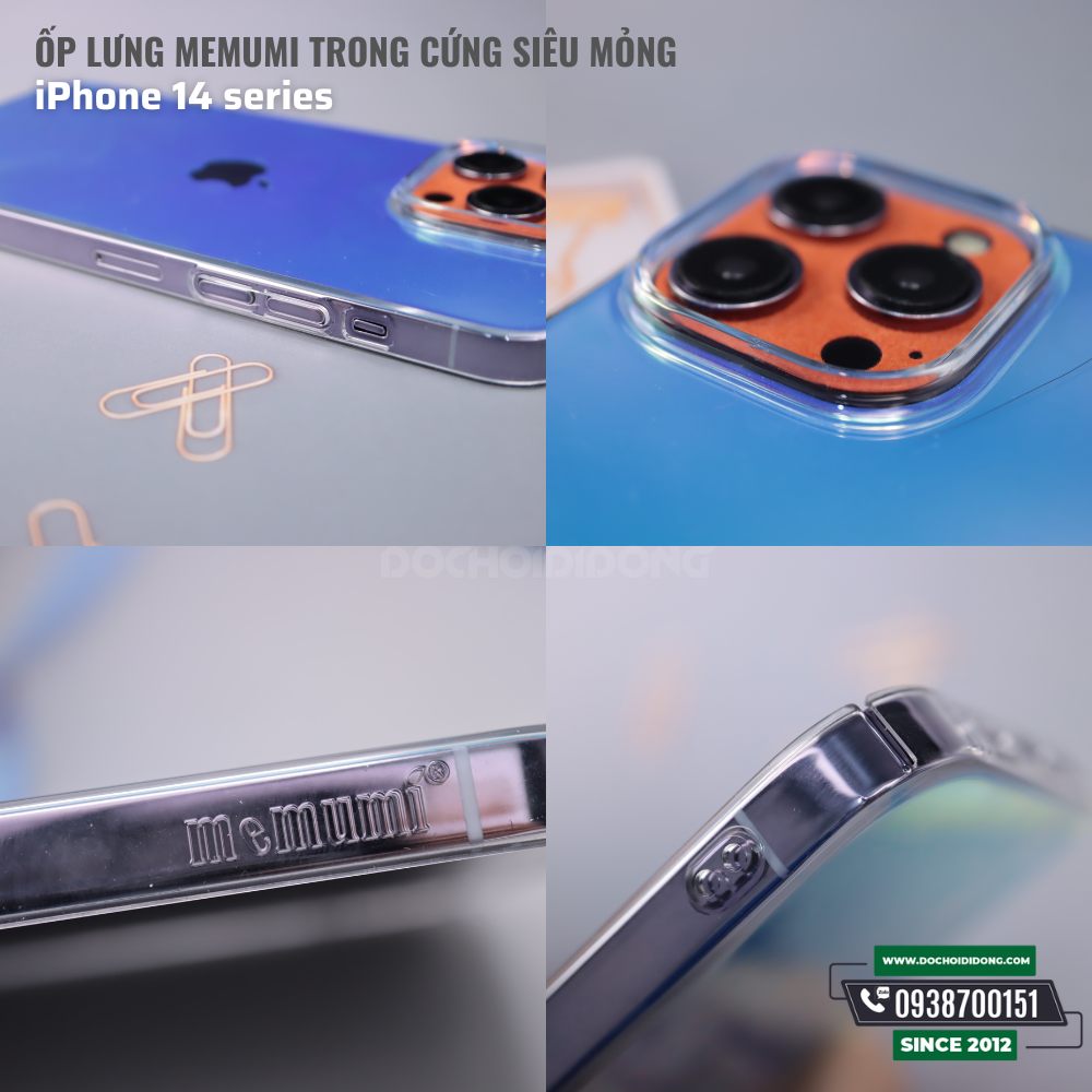 Ốp Lưng Cho IPhone 14 - 14 Plus - 14 Pro - 14 Pro Max Memumi Trong Cứng Siêu Mỏng