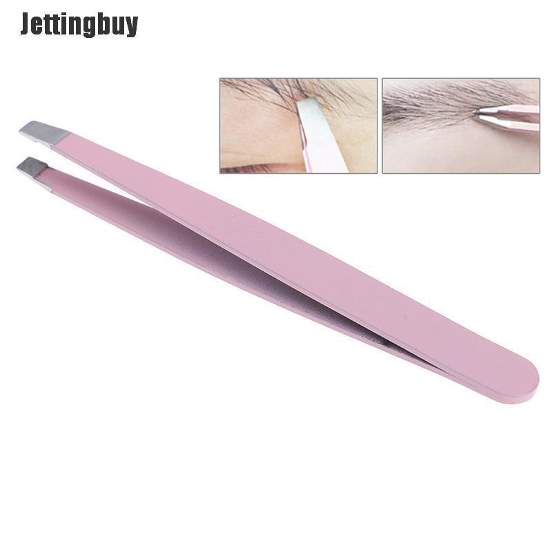 Jettingbuy Useful Professional Eyebrow Tweezers Hair Beauty Slanted Stainless Steel Tweezer