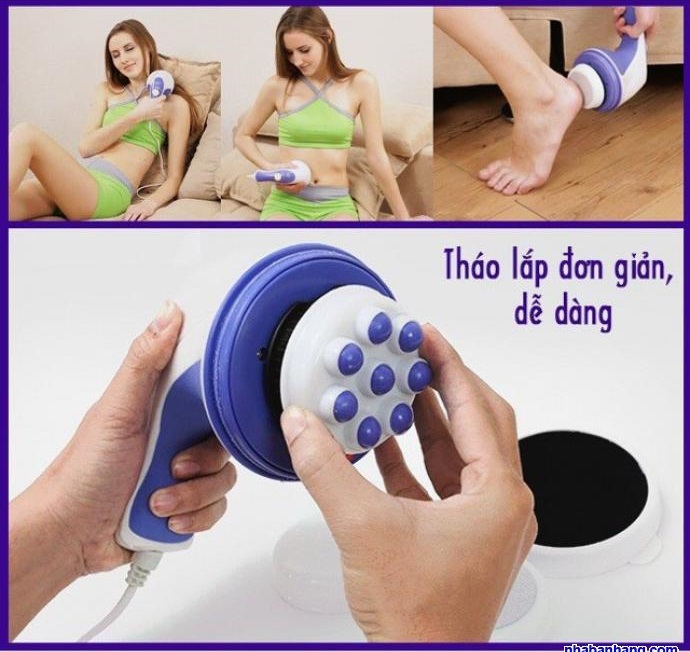 [HCM]máy massage cầm tay mini đánh tan mỡ bụng Relax Spin Tone (3 đầu massage)