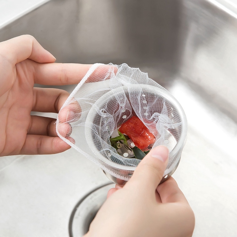 100pcs Disposable Sink Strainer Filter Bag Clogging Insulation Kitchen Drain Residue Collector Net