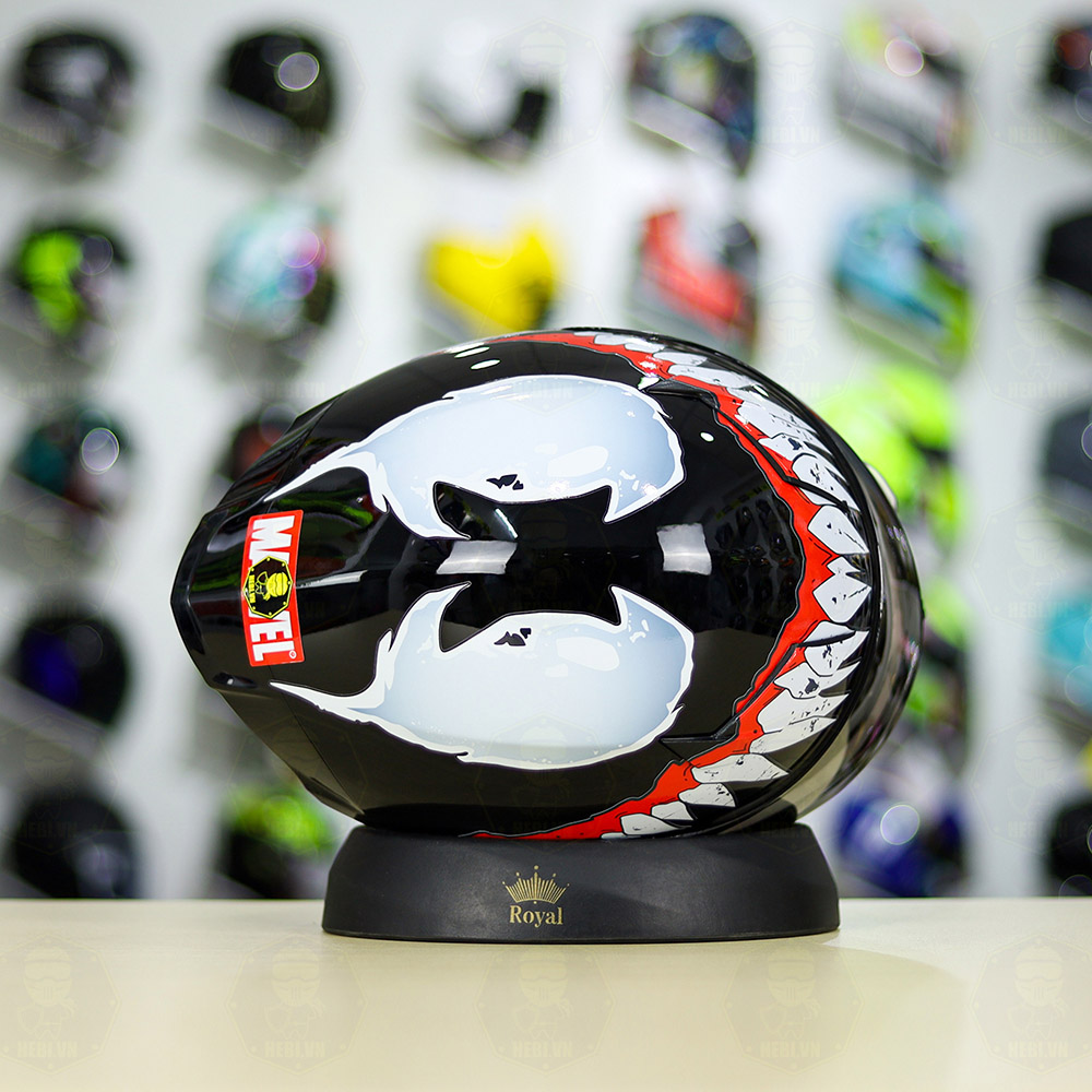 Mũ Fullface ROYAL M138b Đen Bóng Dán Tem Venom Đỏ
