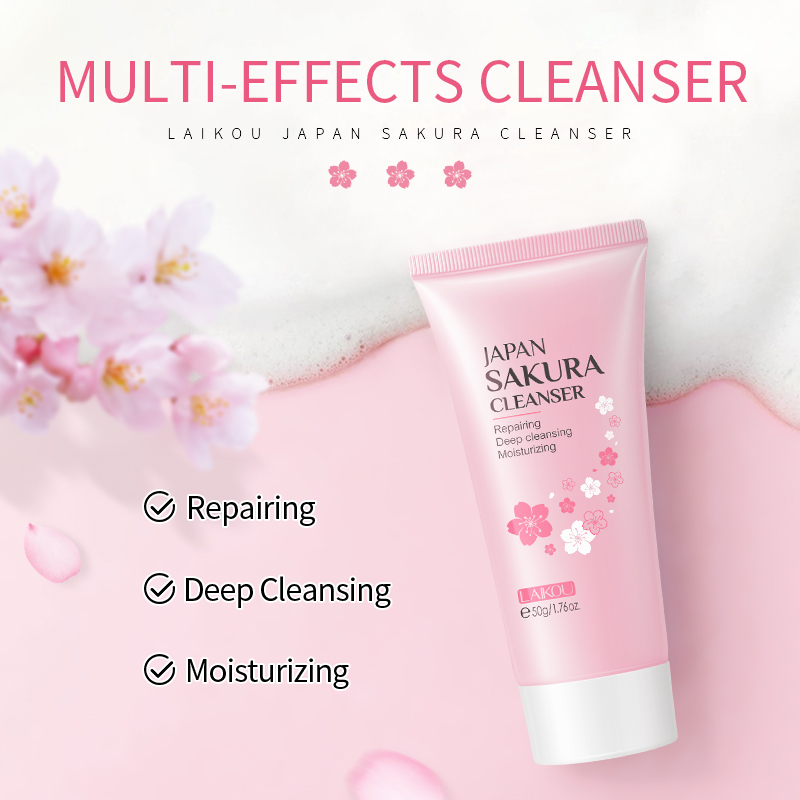 LAIKOU Sakura Whitening 7 cái Bộ Sữa Rửa Mặt Toner Serum Kem Mắt Kem Chống Nắng Mặt Nạ Môi Làm Sáng Dưỡng Ẩm Bộ Chăm Sóc Da