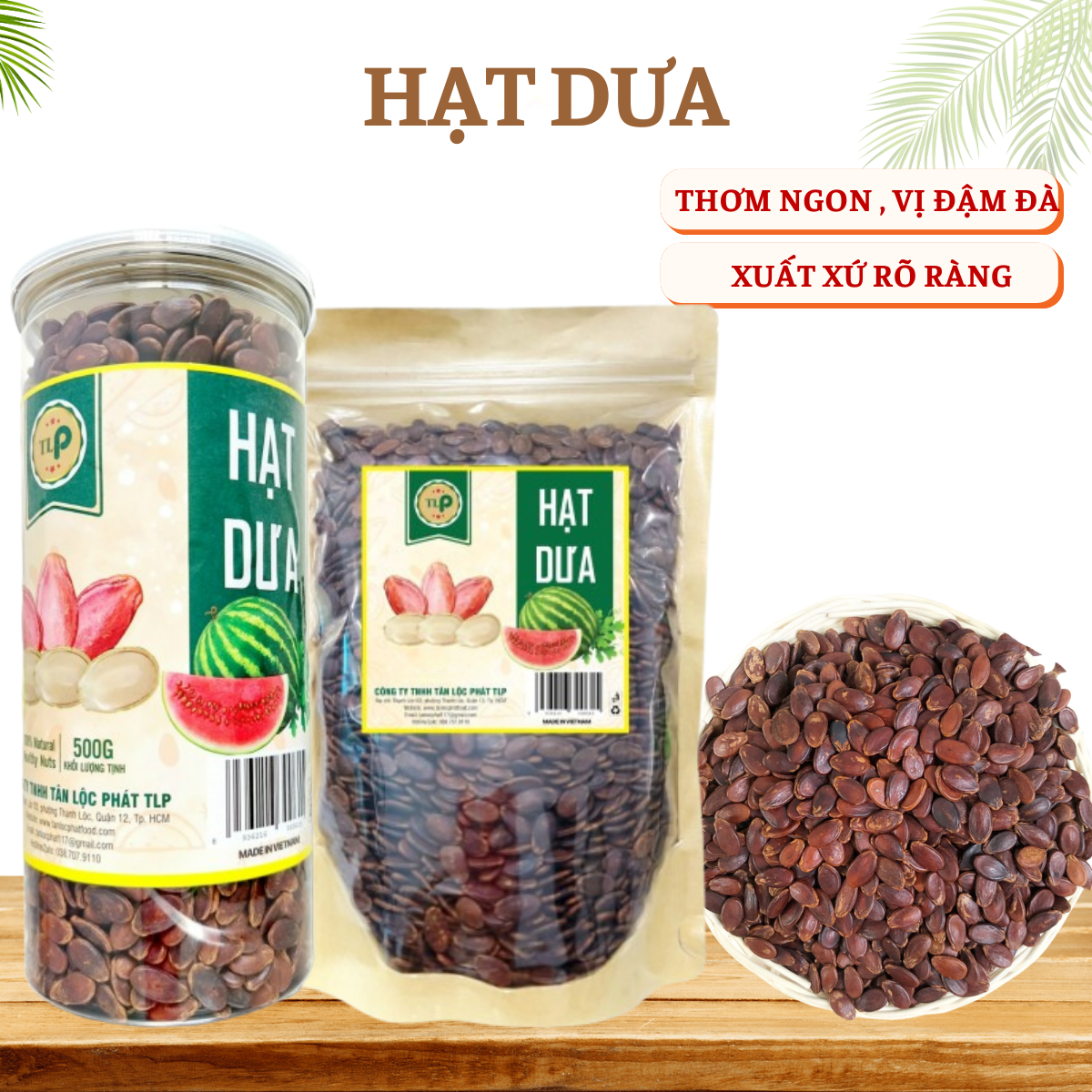 Tan Loc Melon Seeds in Jar 500g Crispy and Delicious with Solid Seeds