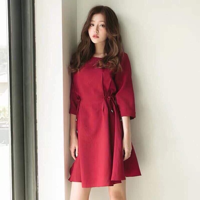 ĐẦM ĐỎ THẮT DÂY EO (có ảnh thật) MS68