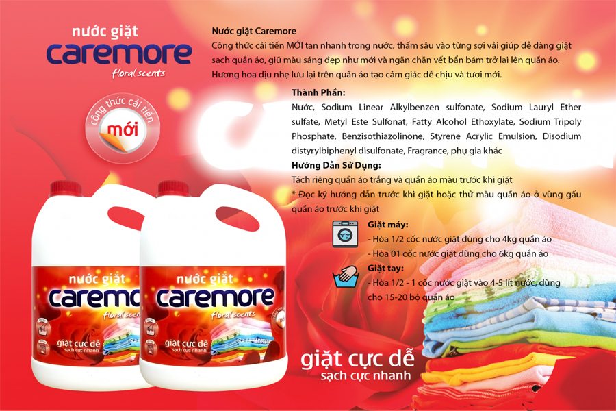 Nước Giặt Cao Cấp CareMore Mềm Mượt Thơm Mát
