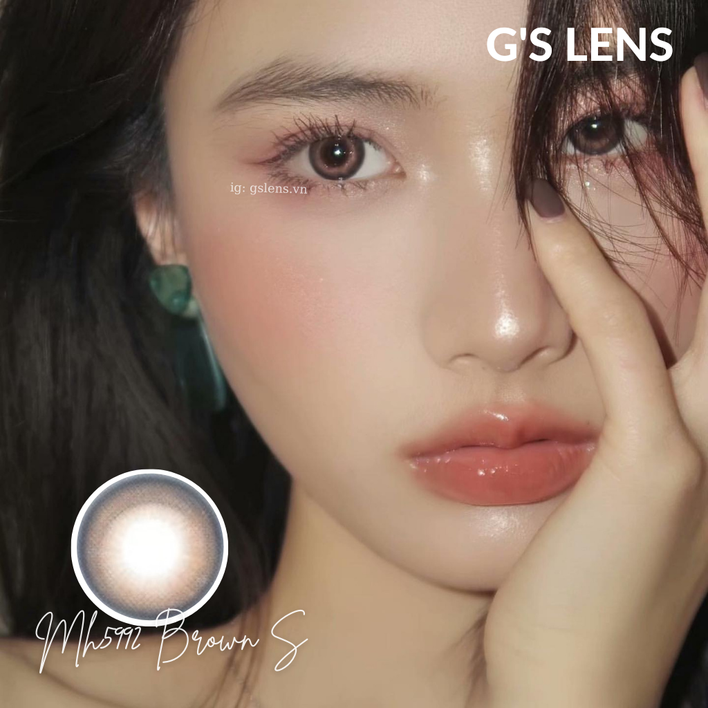 Lens Mắt Kính Áp Tròng Nâu Xanh Siêu Hot Douyin Size S 14.2mm Có 0 Đến 6 Độ Cận Mh5992 Brown