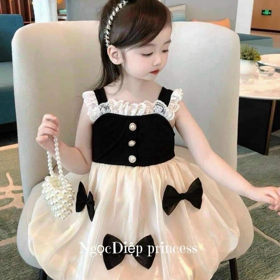 Váy 2 dây đính nơ xinh bồng bềnh