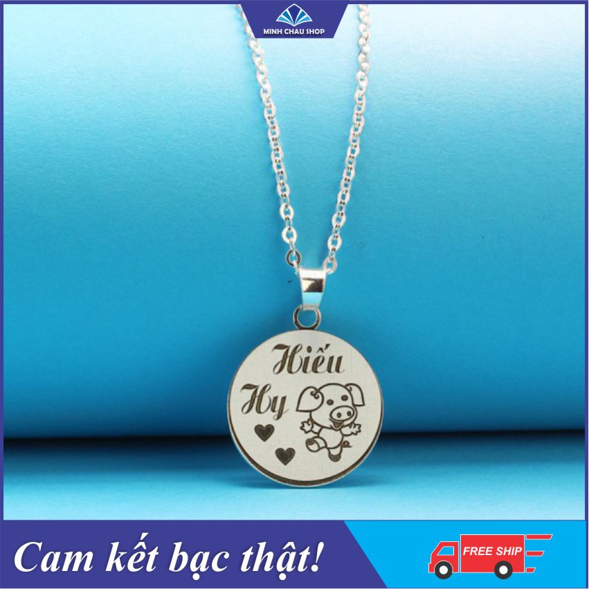 Dây chuyền bạc mặt khắc tên cho bé
