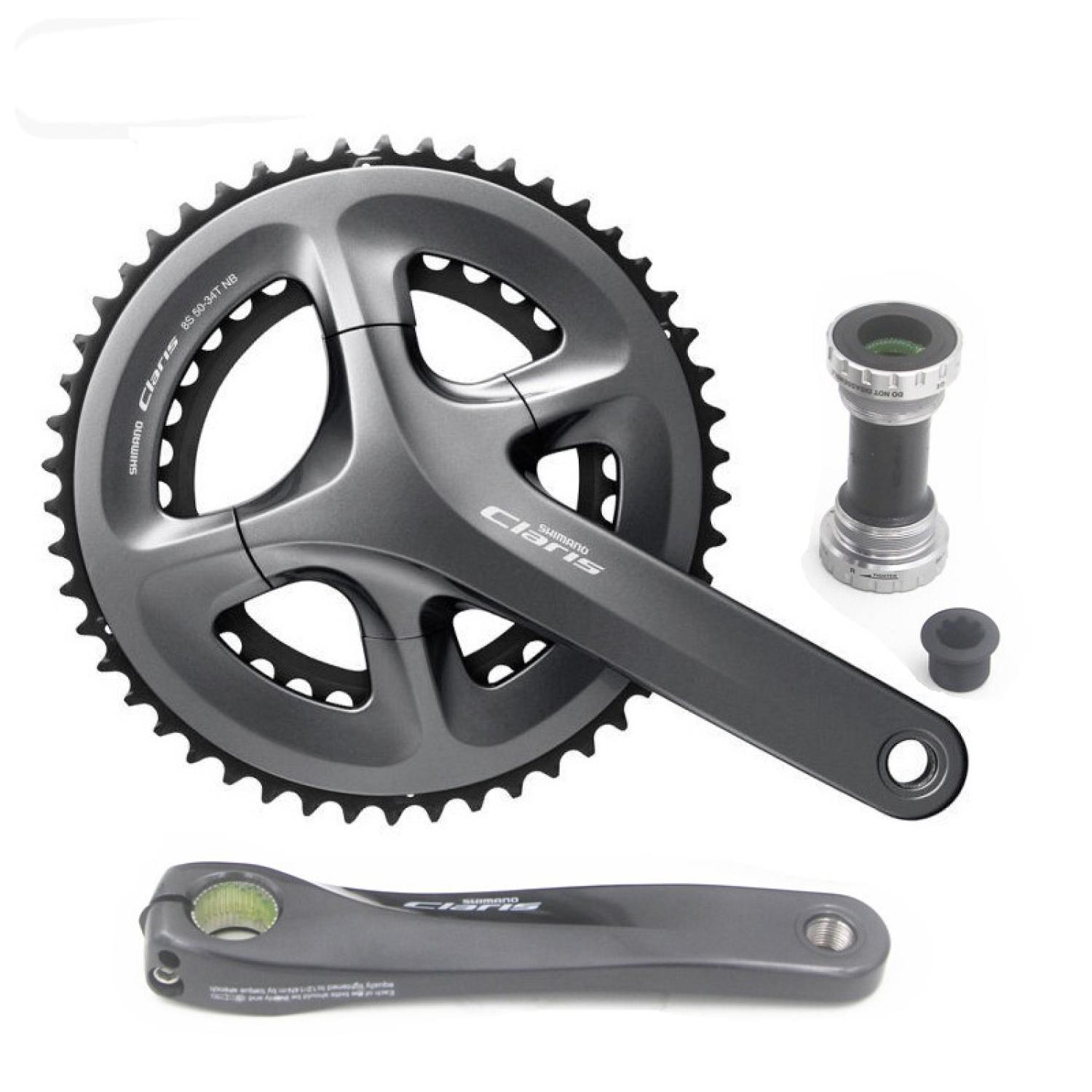 Bộ đùi đĩa shimano claris fc-r2000 50-34t + bb rs500 dành cho xe road