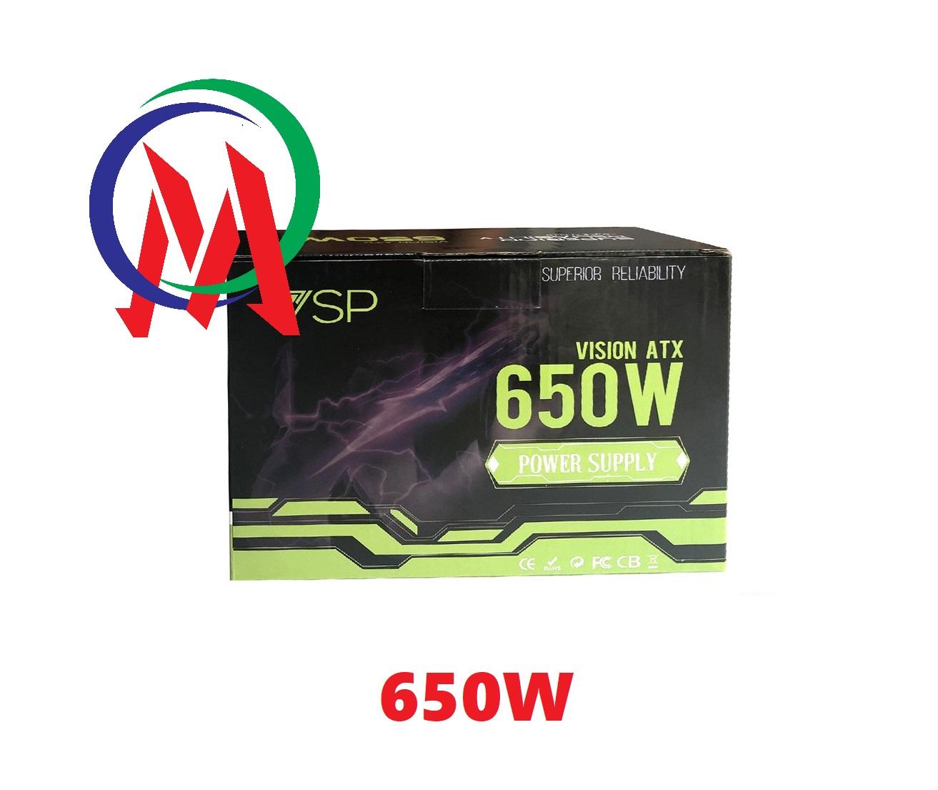 [BẢO HẢNH 36 THÁNG TẶNG KÈM DÂY NGUỒN] Nguồn VISION 650W fan 12cm sata  FULL BOX