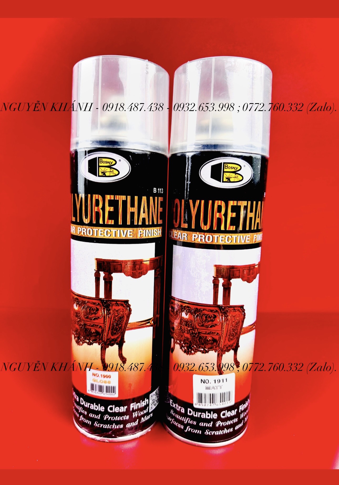 Sơn xịt bóng gỗ PU Polyurethane Bosny