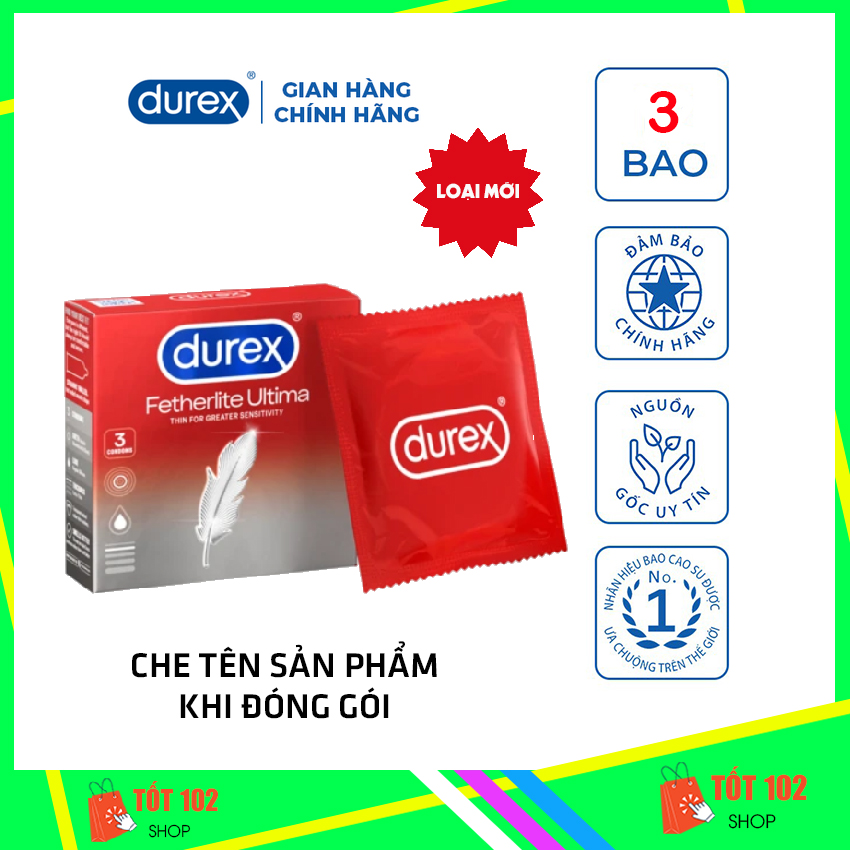 [DUREX CHÍNH HÃNG] Bao Cao Su Nam Durex DU7 Fetherlite Ultima Kingtex Jeans Naughty Performa Chocolate Sensual Strawberry Invisible Extra Pleasuremax Có Gai Vị Dâu Vị Chocolate Hộp 12 3 Chiếc Chính Hãng Giá Rẻ- SHOP TOT 102