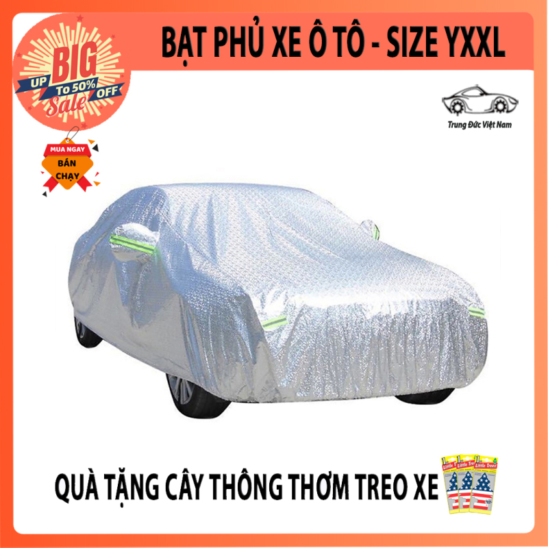 Bạt phủ ô tô, bạt chắn nắng thông minh - phản quang cách nhiệt, phủ nhôm tráng bạc, chống nắng, chống nước, chống bụi dành cho xe 4 chỗ - 7 chỗ - bán tải - bạt phủ trùm xe ô tô + quà tặng túi thơm hình cây thông treo xe