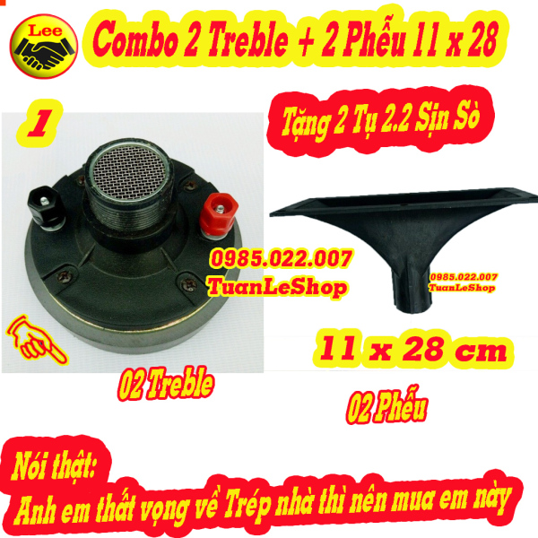 COMBO 02 LOA TREBLE THUMPER + 02 PHỄU 11 X 28 + TẶNG 02 TỤ 2.2