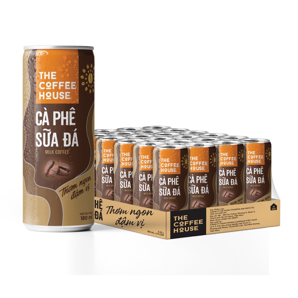 Thùng 24 Lon cà phê sữa đá The Coffee House (180ml/Lon)
