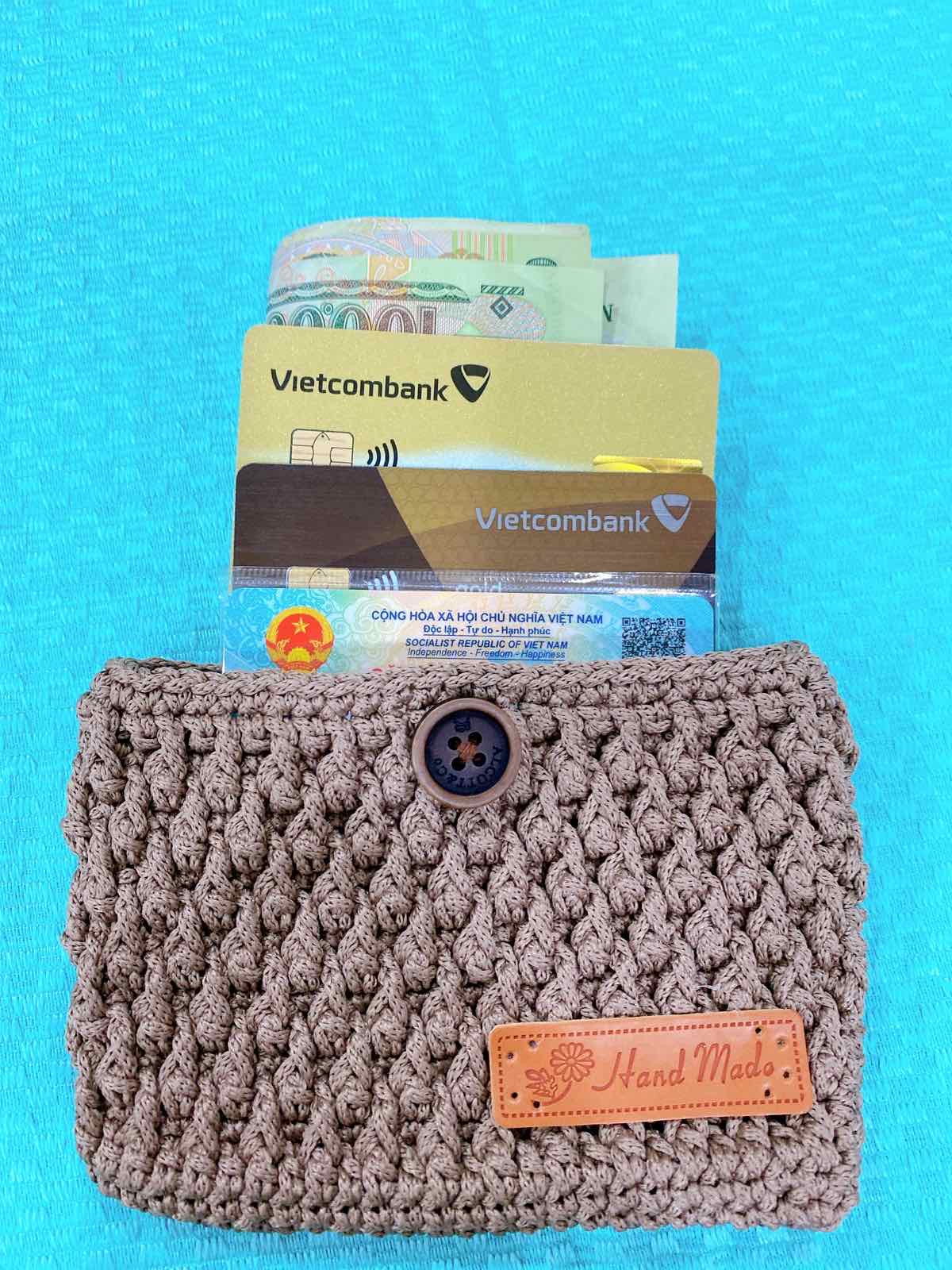 Ví đựng tiền đan bằng sợi dệt Ví handmade