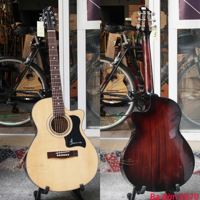 Đàn Guitar Acoustic Ba Đờn VE-70- Vinaguitar phân phối chính hãng - Tặng full phụ kiện - Guitar dây kim loại giá rẻ