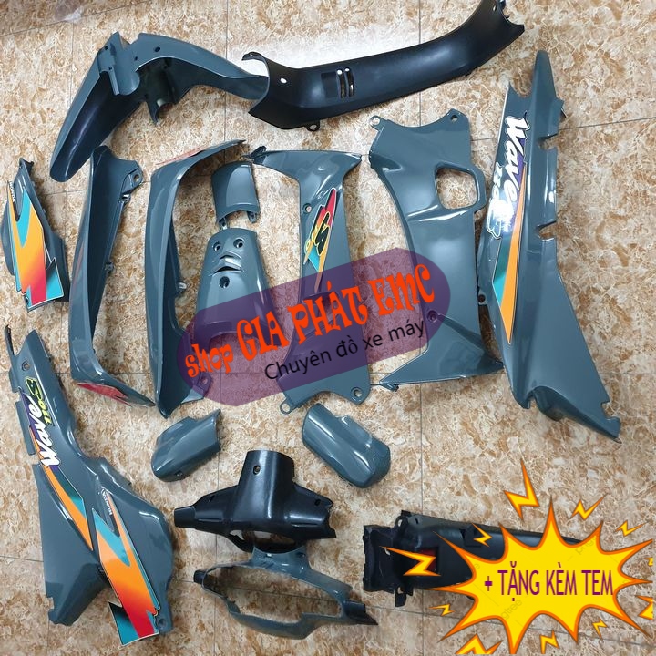 [ TẶNG KÈM TEM ] Dàn áo màu XI MĂNG gắn xe Wave alpha - Wave zx - Wave thái