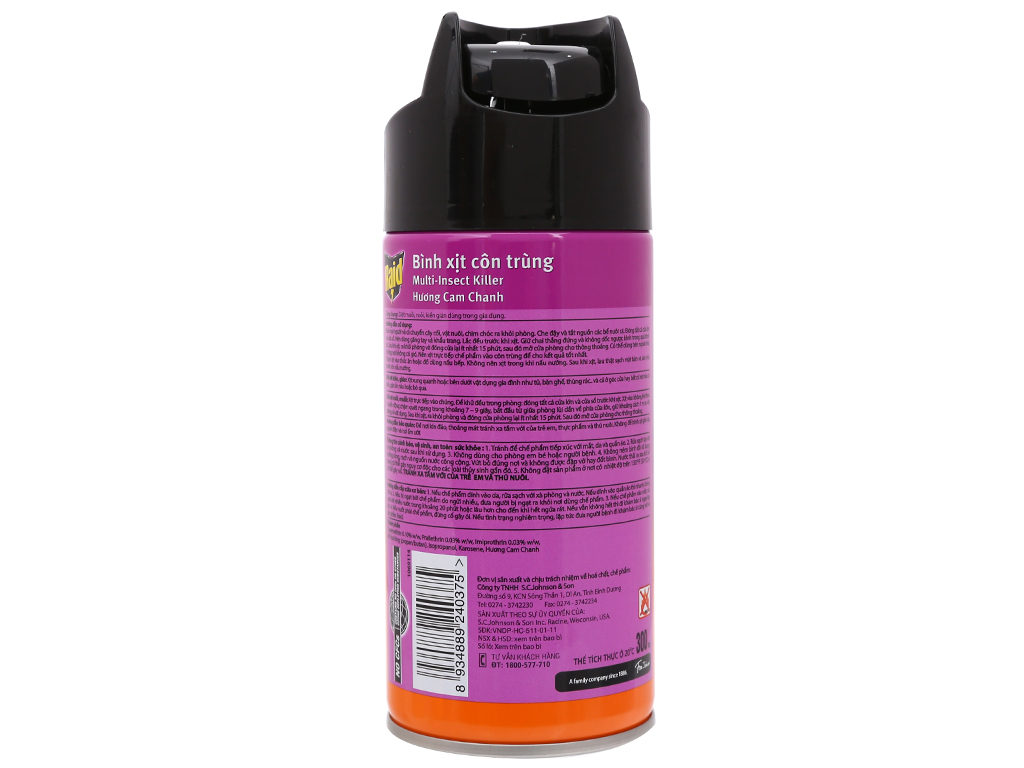 Bình xịt côn trùng Raid hương cam chanh 300ml