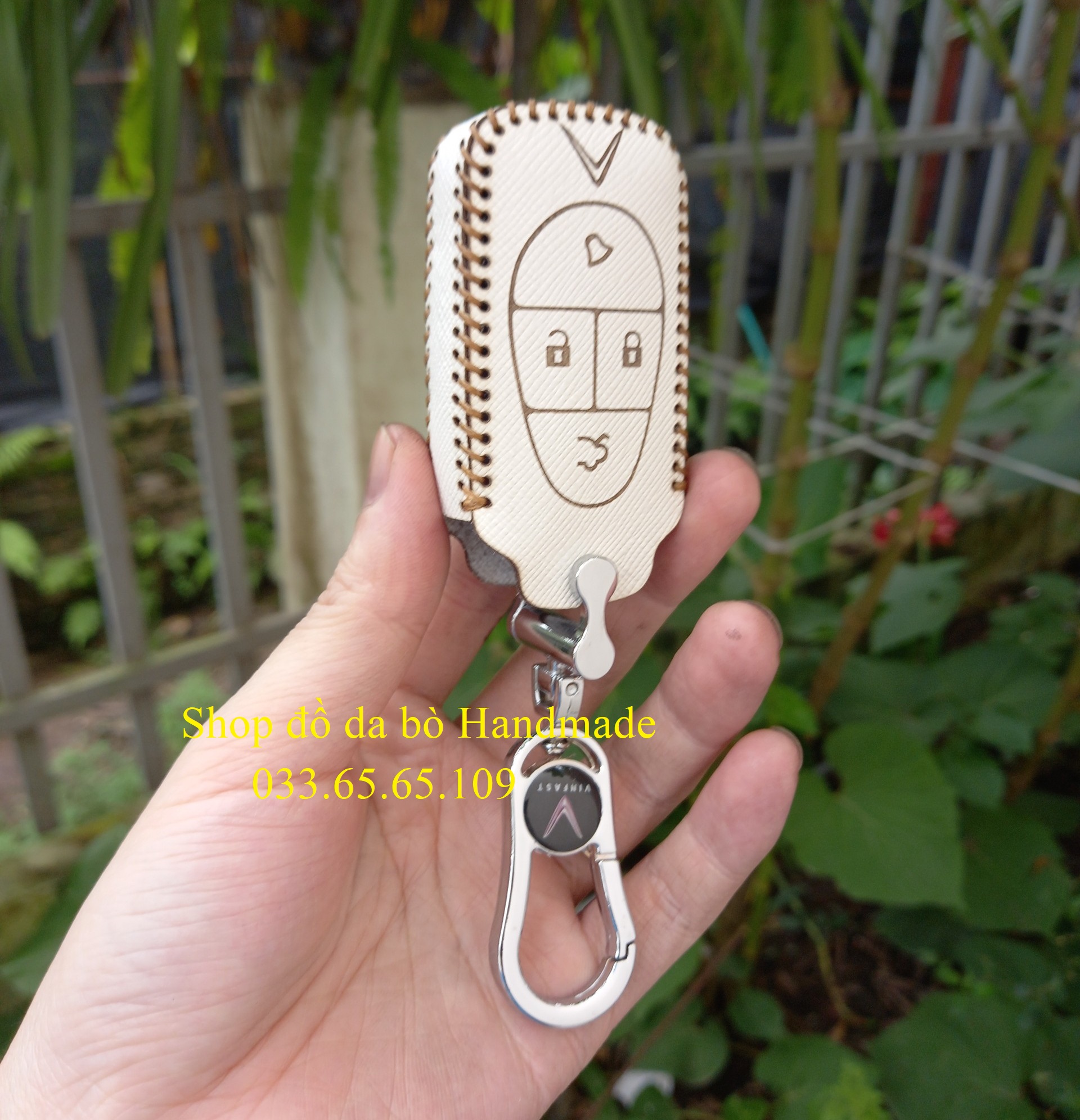 Bao da chìa khoá vinfast vf34, vf6, vf7, vf8, vf9 bằng da bò cao cấp