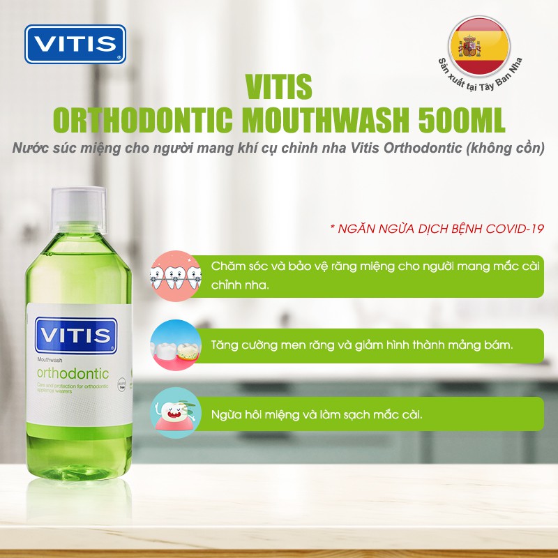 Nước súc miệng Vitis Orthodontic cho răng niềng 500ml