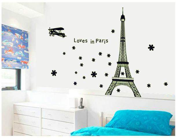 Decal trang trí tường - Tháp Love In Paris DẠ QUANG