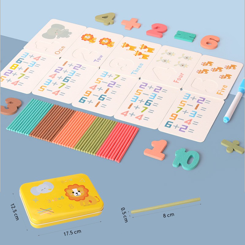 Bộ thẻ số và que tính gỗ