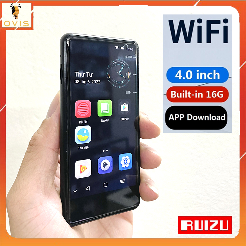 Ruizu h6 / ruizu h8 - máy nghe nhạc, xem phim, kết nối wifi, bluetooth, hệ điều hành android, màn hình cảm ứng
