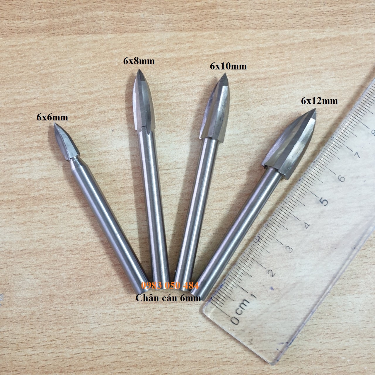 Bộ 4 mũi phay phá gỗ làm bon sai - mũi khoan phá gỗ cán 6mm - mũi phá gỗ 3 cạnh
