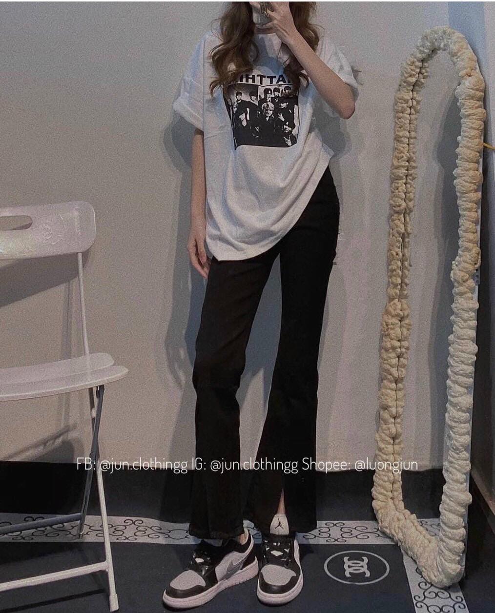 QUẦN JEANS ỐNG LOE XẺ LƯNG CAO