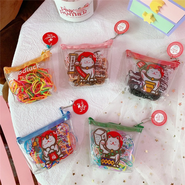 TÚI THUN CỘT TÓC LUCKY CAT - 200pcs