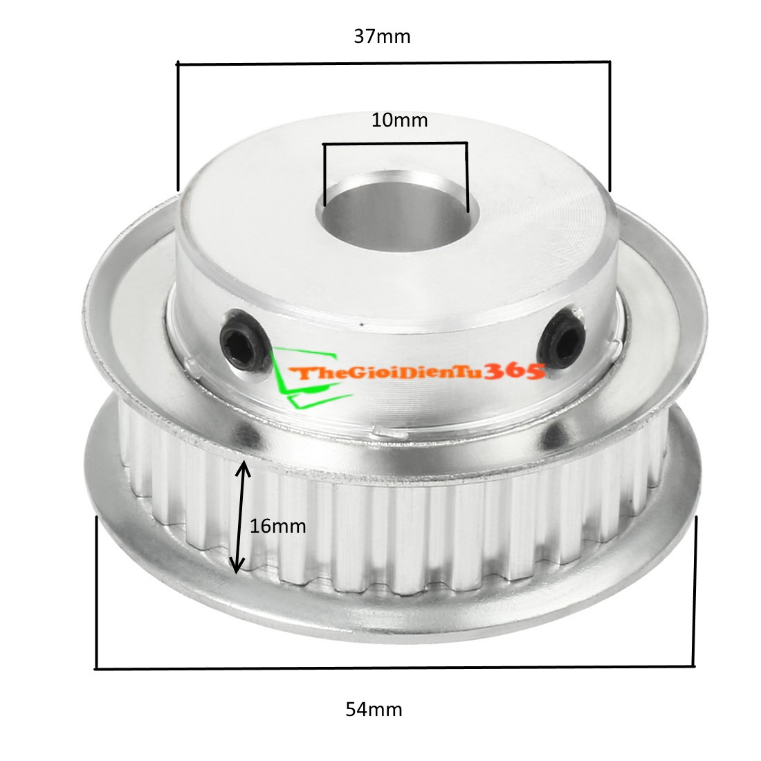 Pulley Bánh Răng Nhôm 5M30 30 Răng Bản  Đai 16MM Trục 10MM