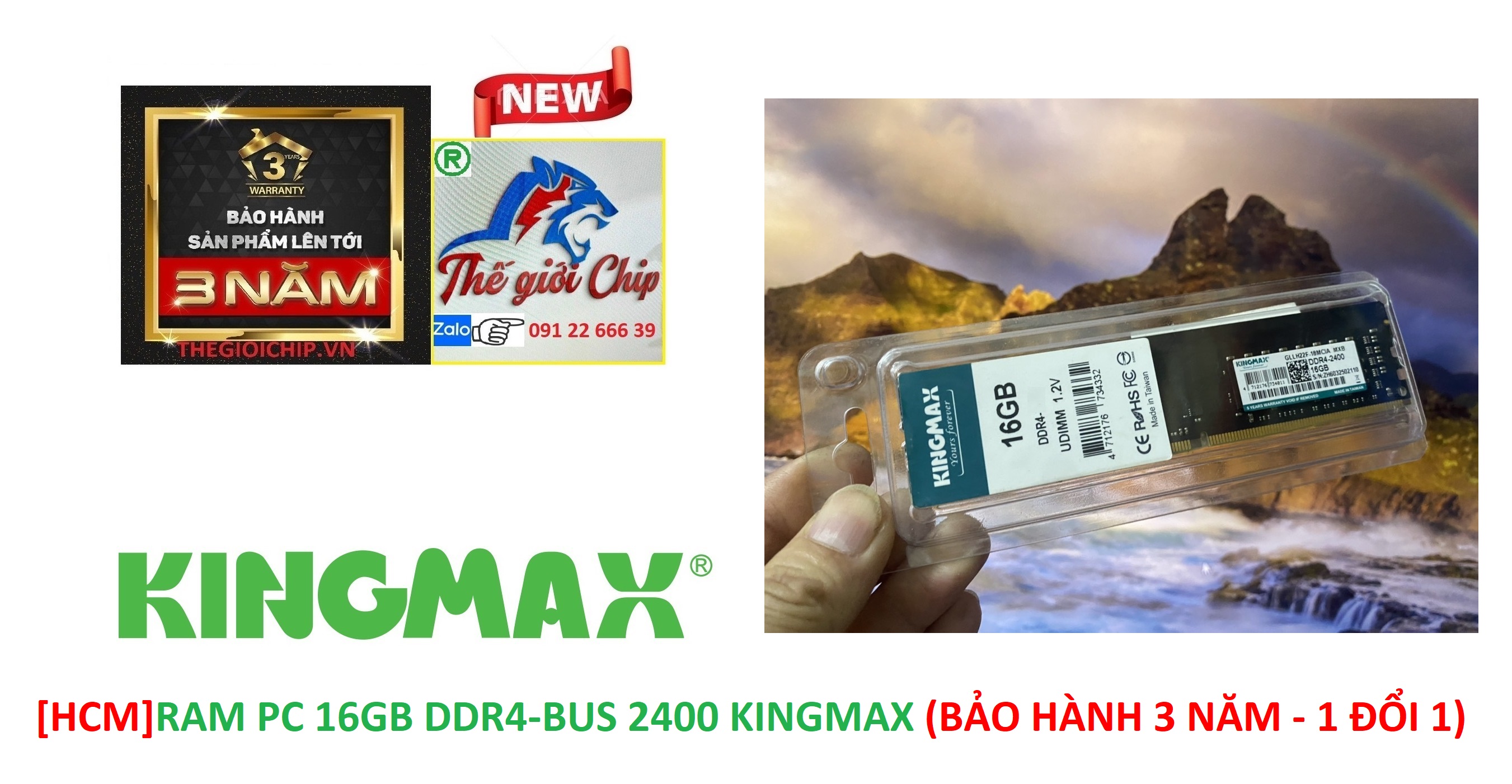 [HCM]RAM PC 16GB DDR4-BUS 2400 KINGMAX (BẢO HÀNH 3 NĂM - 1 ĐỔI 1)